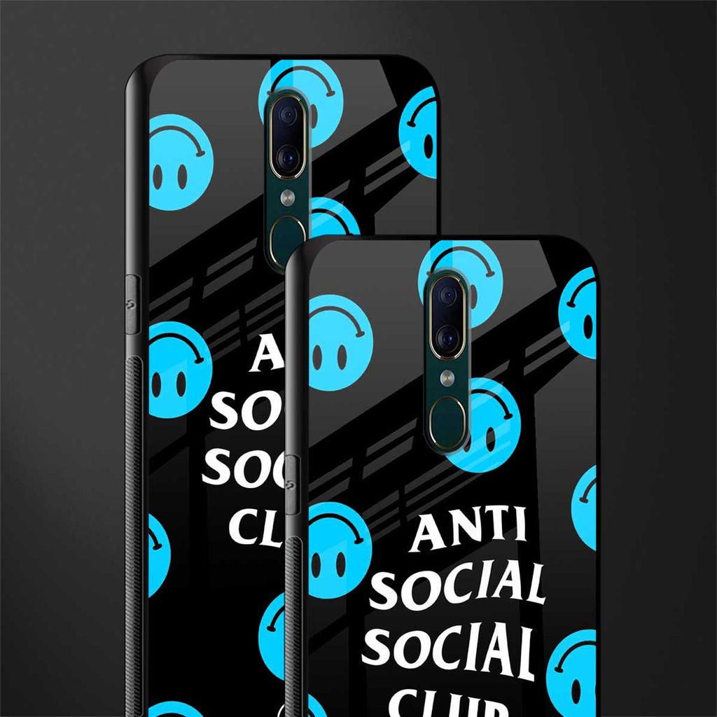 anti social social club x smileys glass case for oppo f11 image-2