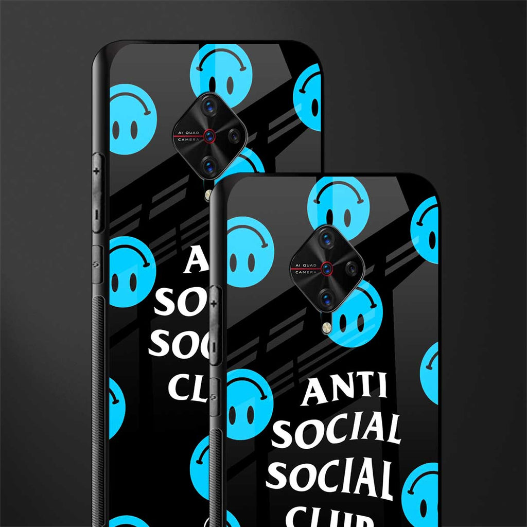 anti social social club x smileys glass case for vivo s1 pro image-2