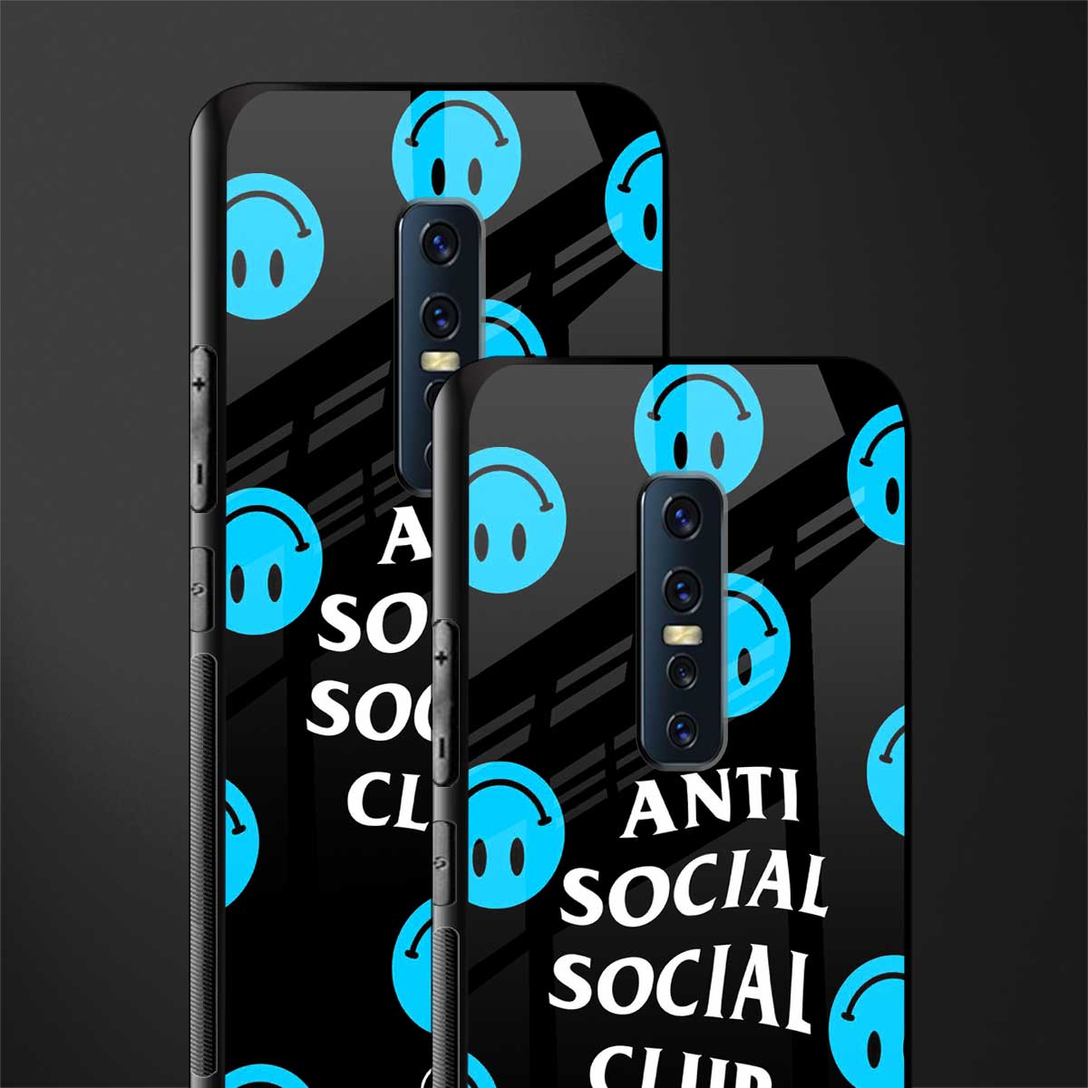 anti social social club x smileys glass case for vivo v17 pro image-2