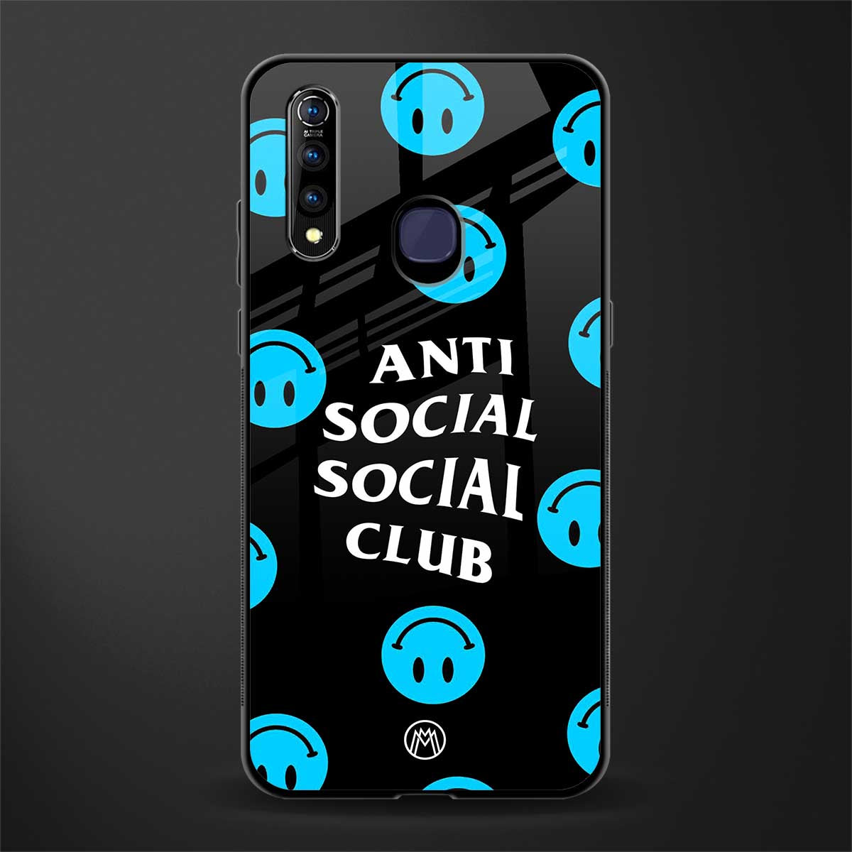 anti social social club x smileys glass case for vivo z1 pro image