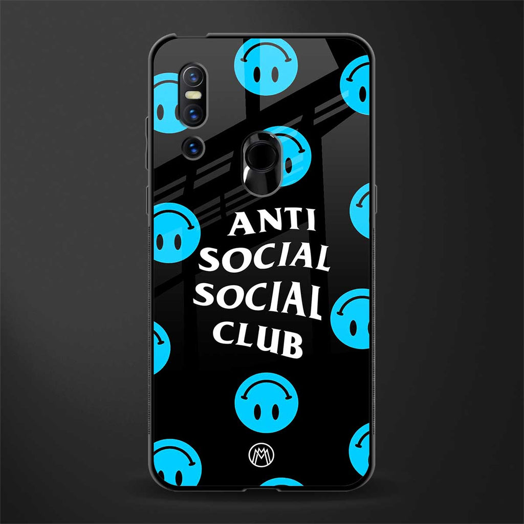 anti social social club x smileys glass case for vivo v15 image