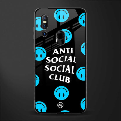 anti social social club x smileys glass case for vivo v15 image