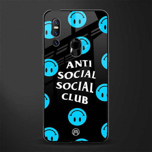 anti social social club x smileys glass case for vivo v15 image