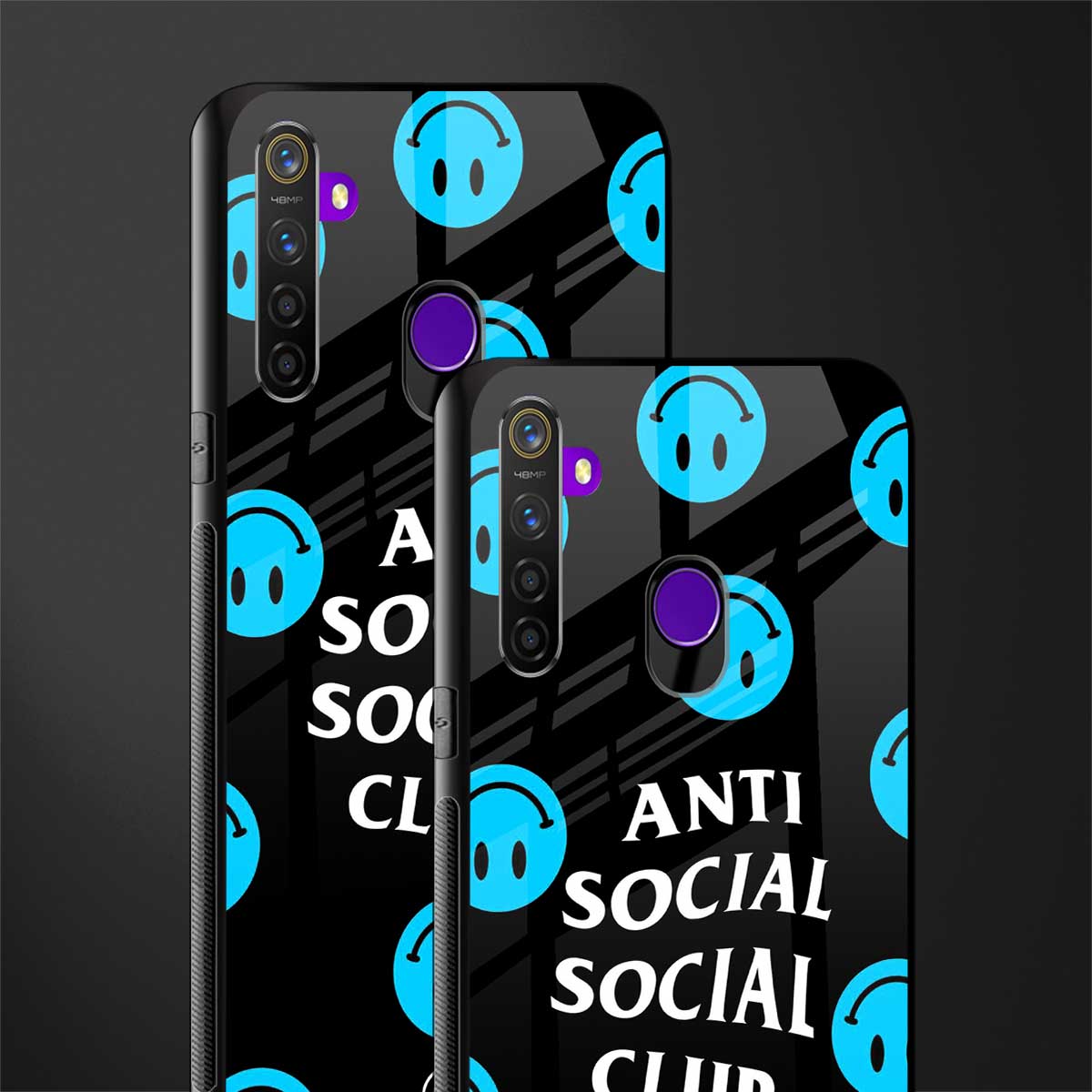 anti social social club x smileys glass case for realme narzo 10 image-2
