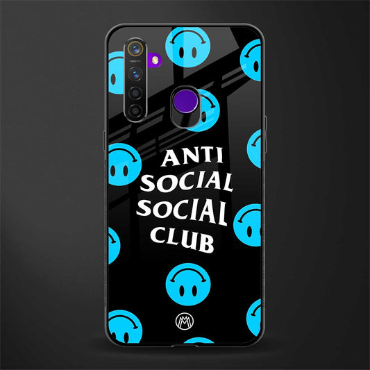 anti social social club x smileys glass case for realme 5i image