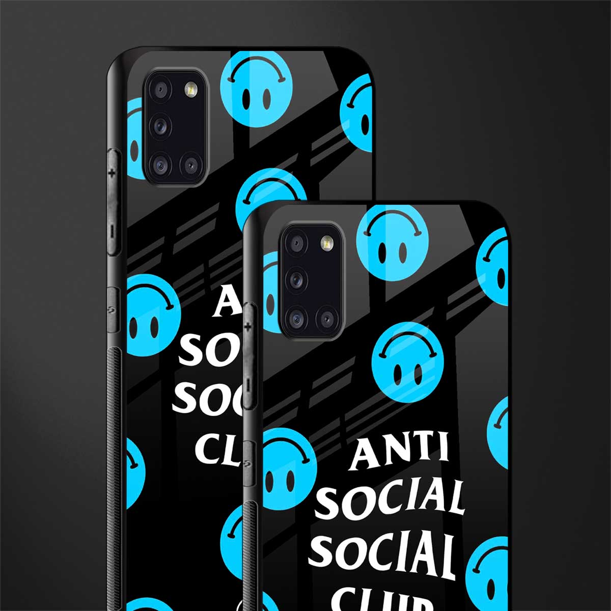 anti social social club x smileys glass case for samsung galaxy a31 image-2
