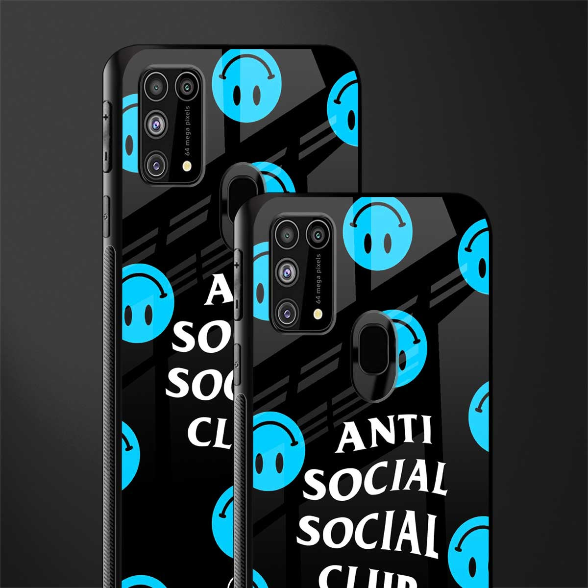 anti social social club x smileys glass case for samsung galaxy f41 image-2