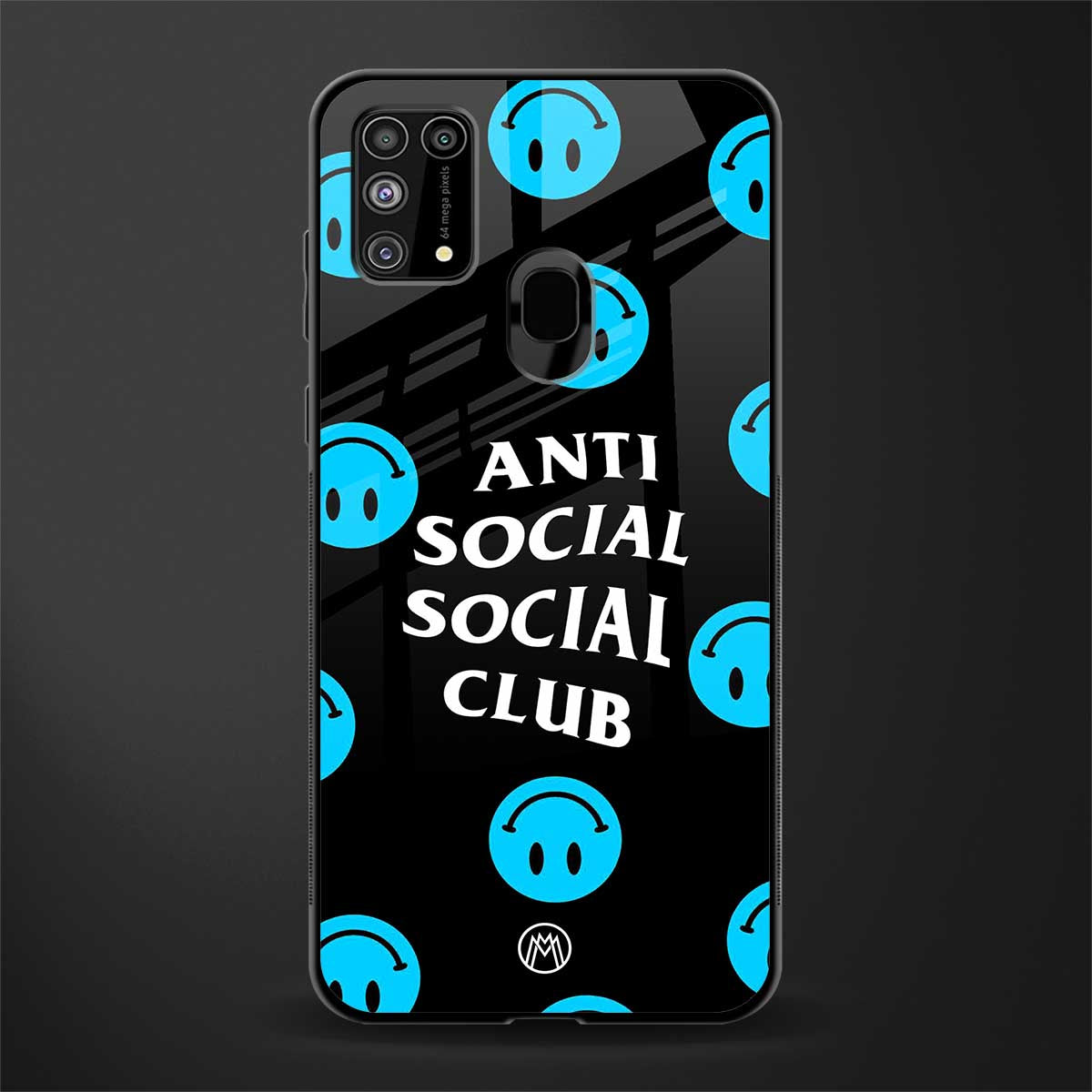 anti social social club x smileys glass case for samsung galaxy m31 prime edition image