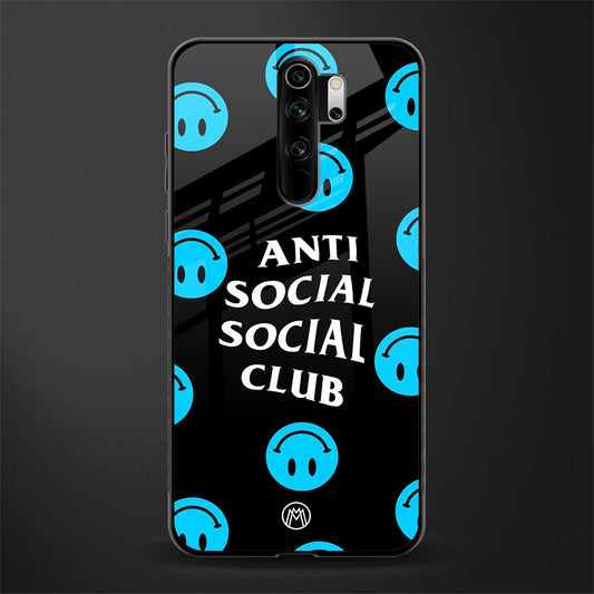 anti social social club x smileys glass case for redmi note 8 pro image