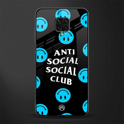 anti social social club x smileys glass case for redmi note 9 pro max image