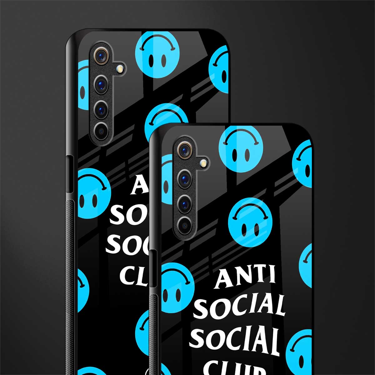 anti social social club x smileys glass case for realme 6 pro image-2