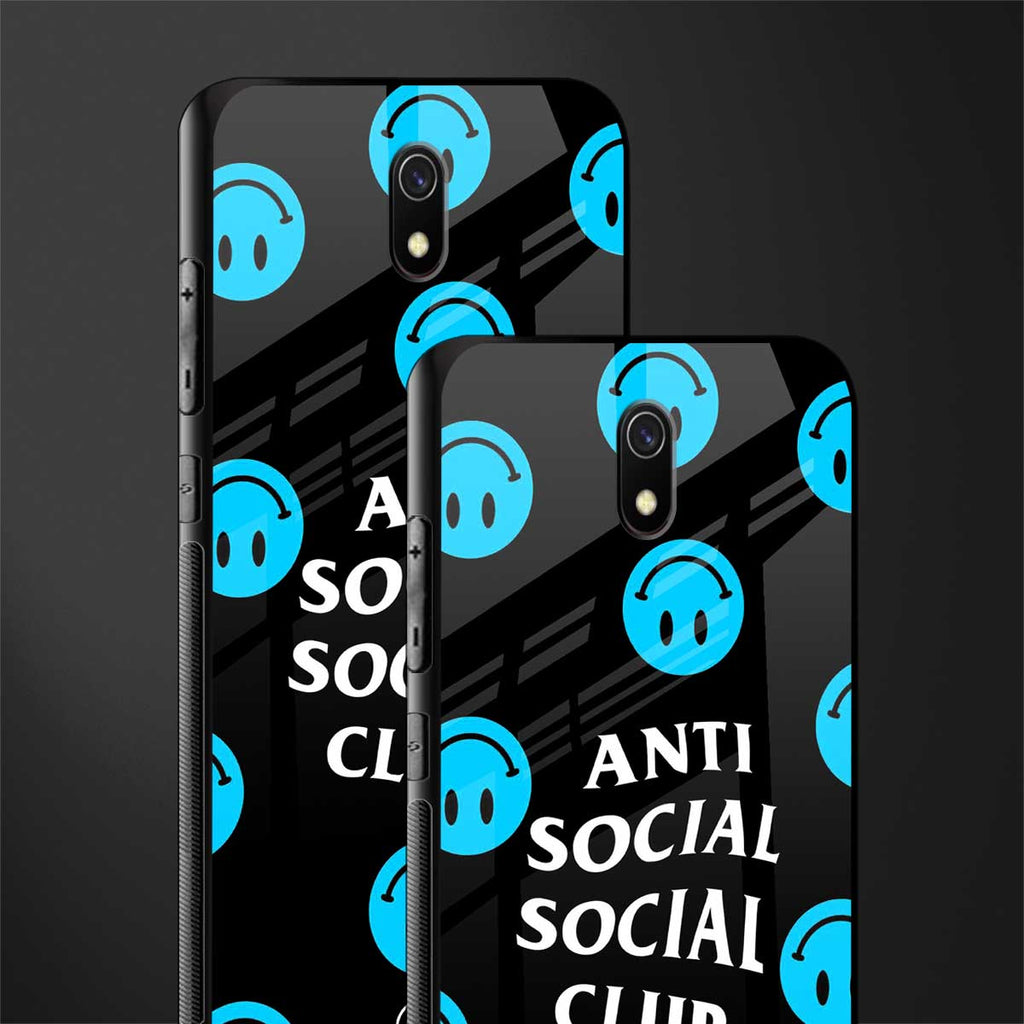 anti social social club x smileys glass case for redmi 8a image-2