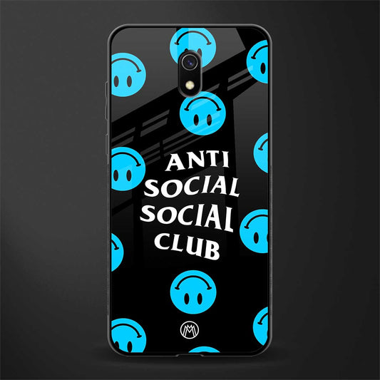 anti social social club x smileys glass case for redmi 8a image