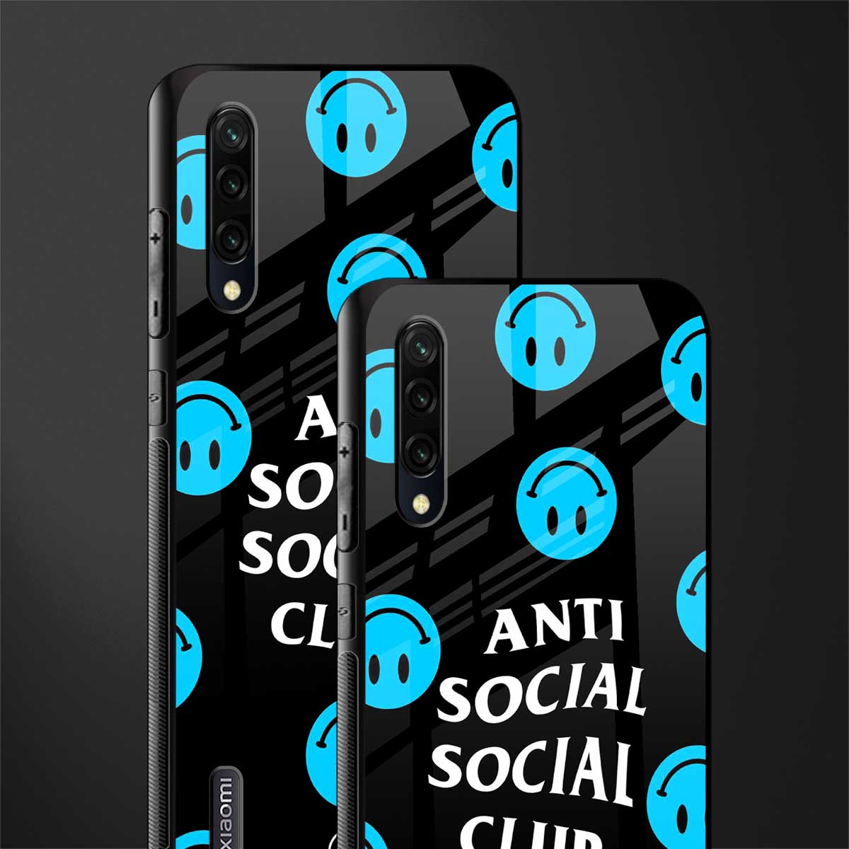 anti social social club x smileys glass case for mi a3 redmi a3 image-2