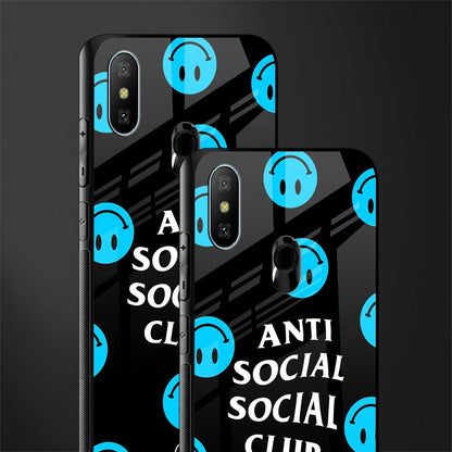 anti social social club x smileys glass case for redmi 6 pro image-2