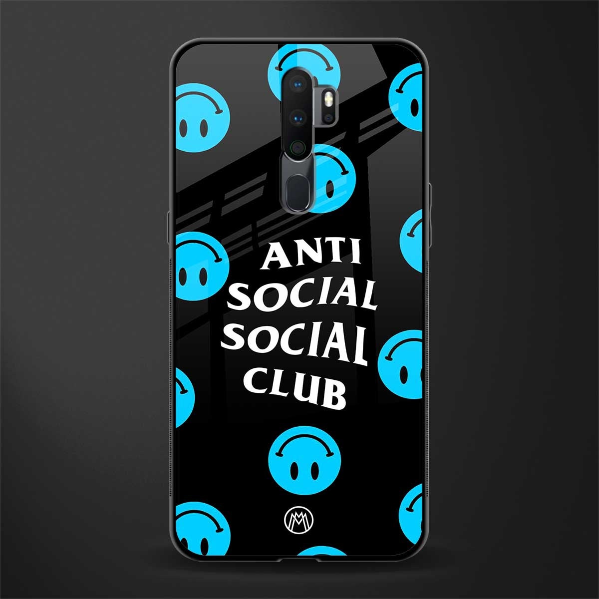 anti social social club x smileys glass case for oppo a9 2020 image