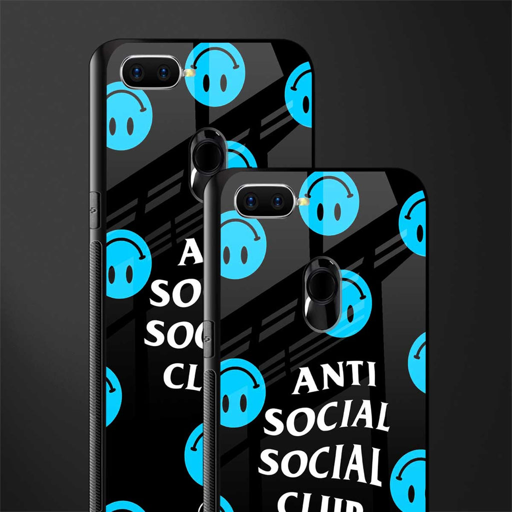 anti social social club x smileys glass case for oppo a7 image-2