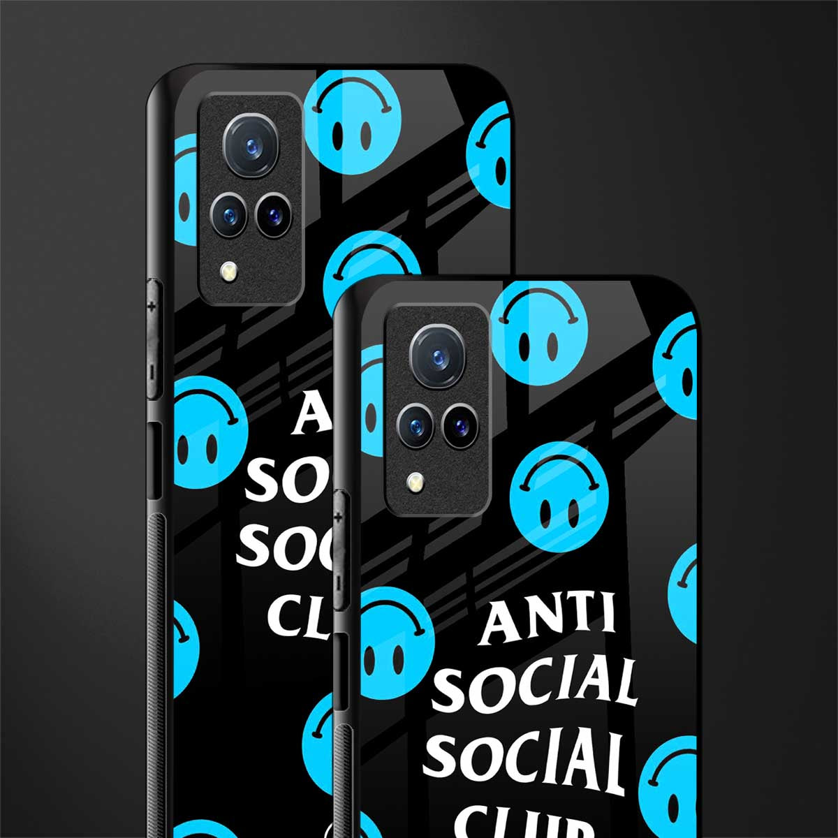 anti social social club x smileys glass case for vivo v21 5g image-2