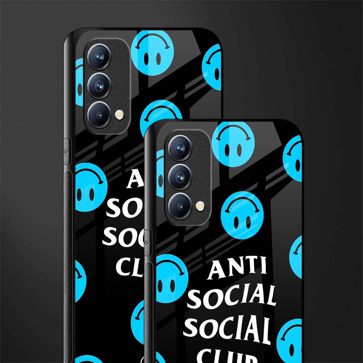 anti social social club x smileys glass case for oppo f19s image-2