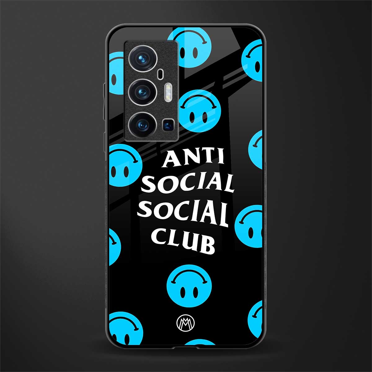anti social social club x smileys glass case for vivo x70 pro plus image