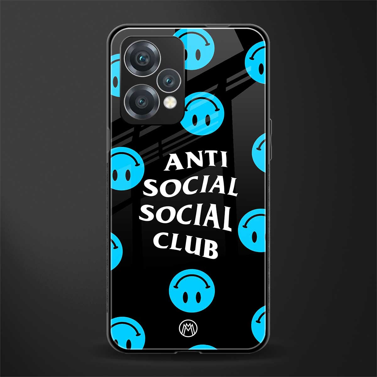anti social social club x smileys back phone cover | glass case for realme 9 pro 5g