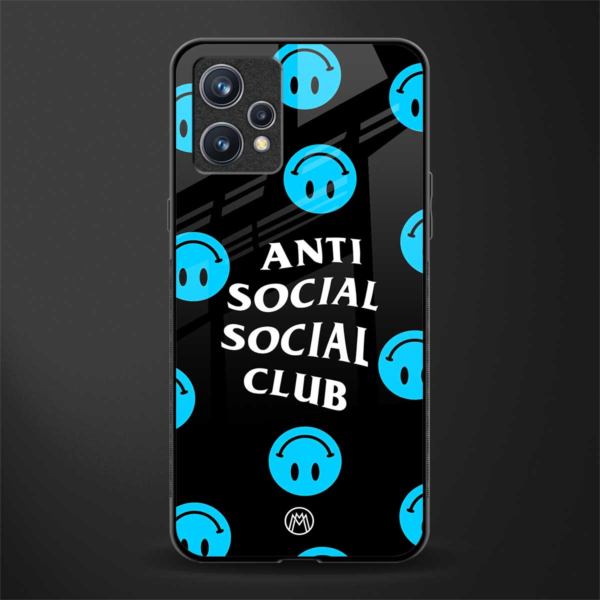 anti social social club x smileys glass case for realme 9 pro plus 5g image