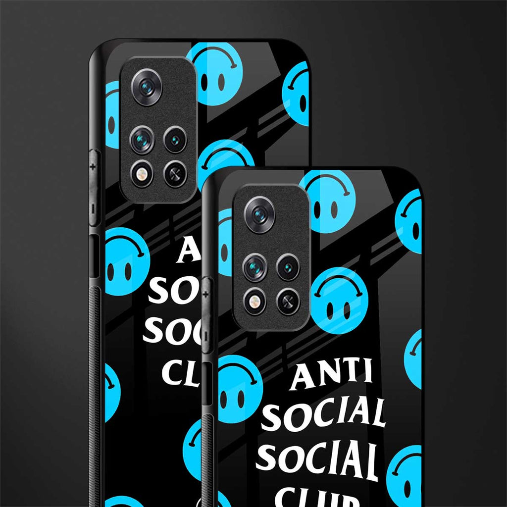 anti social social club x smileys glass case for poco m4 pro 5g image-2