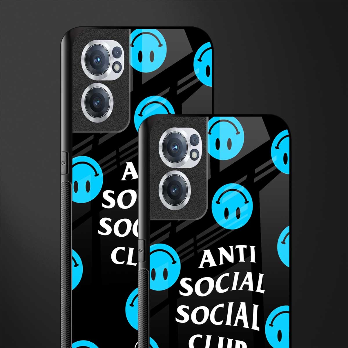 anti social social club x smileys glass case for oneplus nord ce 2 5g image-2
