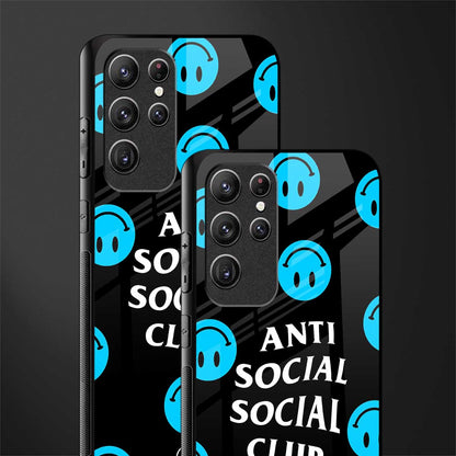 anti social social club x smileys glass case for samsung galaxy s22 ultra 5g image-2