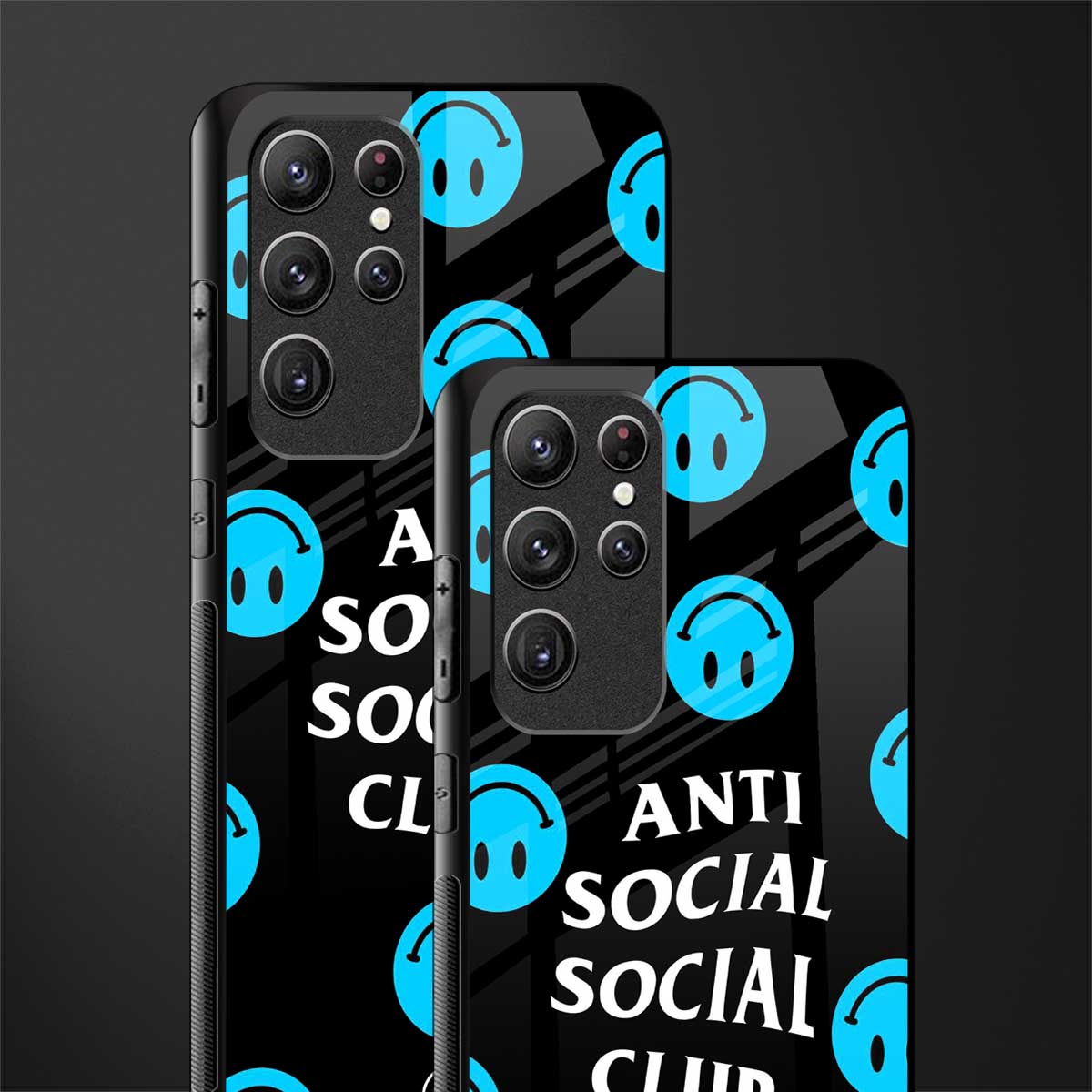 anti social social club x smileys glass case for samsung galaxy s21 ultra image-2