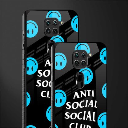 anti social social club x smileys glass case for redmi note 9 image-2