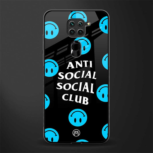 anti social social club x smileys glass case for redmi note 9 image