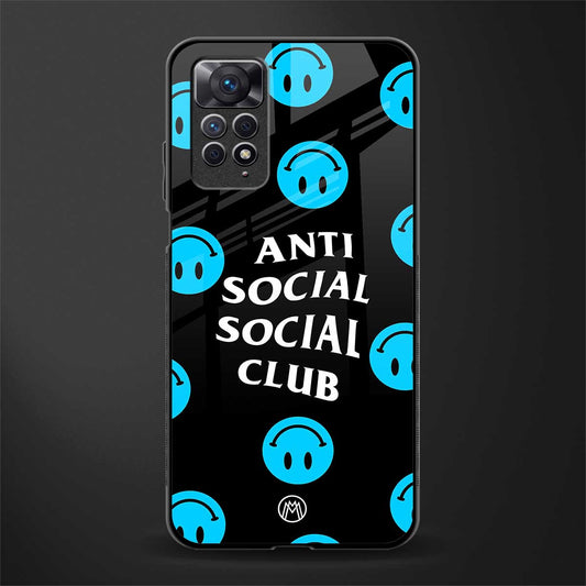 anti social social club x smileys glass case for redmi note 11 image