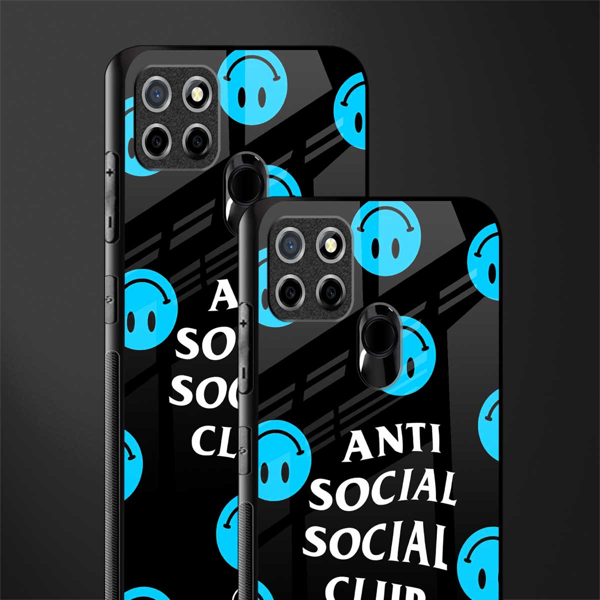 anti social social club x smileys glass case for realme c25 realme c25s image-2