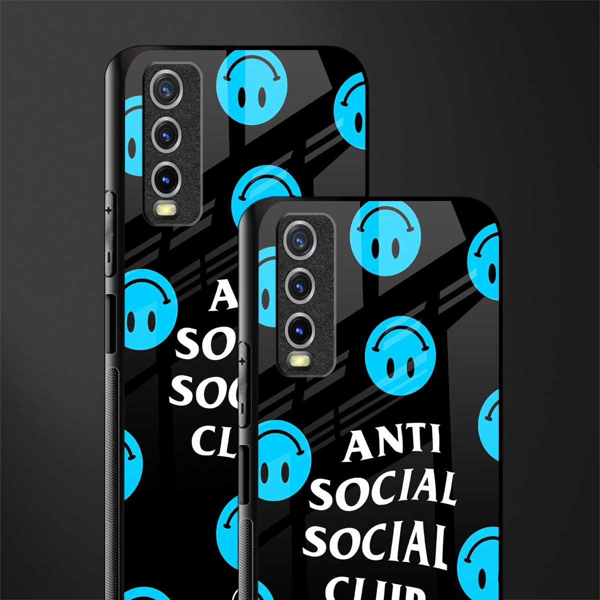 anti social social club x smileys glass case for vivo y12g image-2