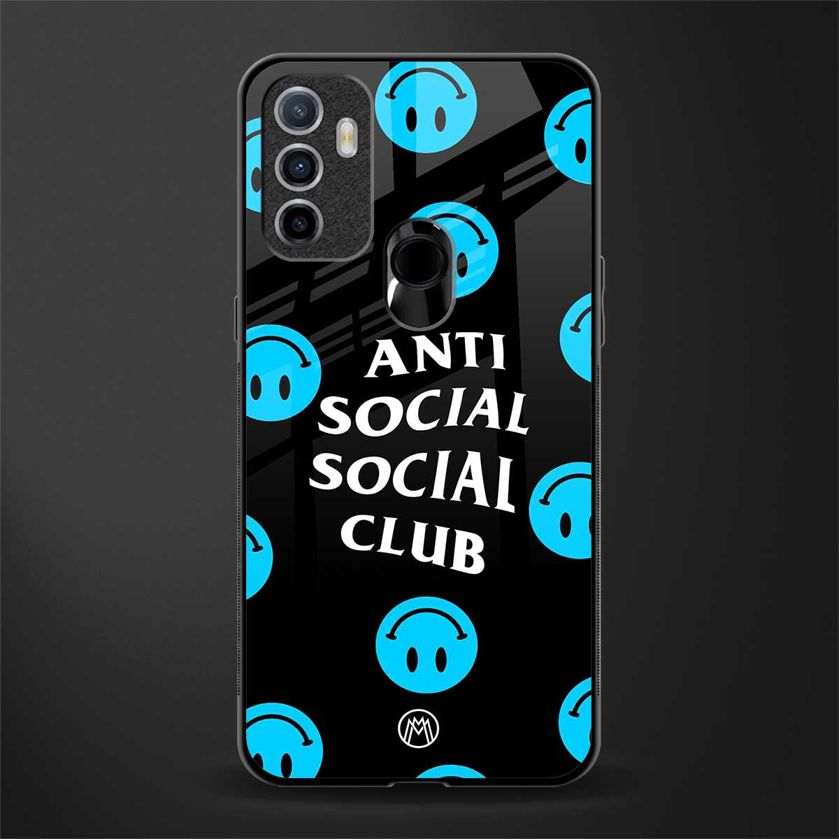anti social social club x smileys glass case for oppo a53 image