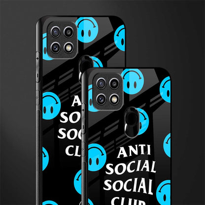 anti social social club x smileys glass case for oppo a15s image-2