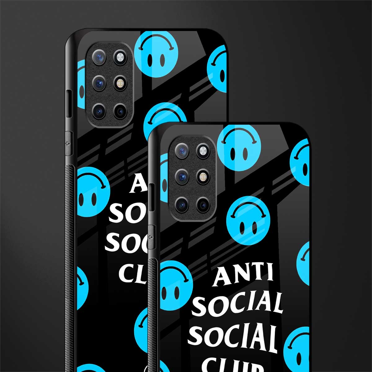 anti social social club x smileys glass case for oneplus 8t image-2