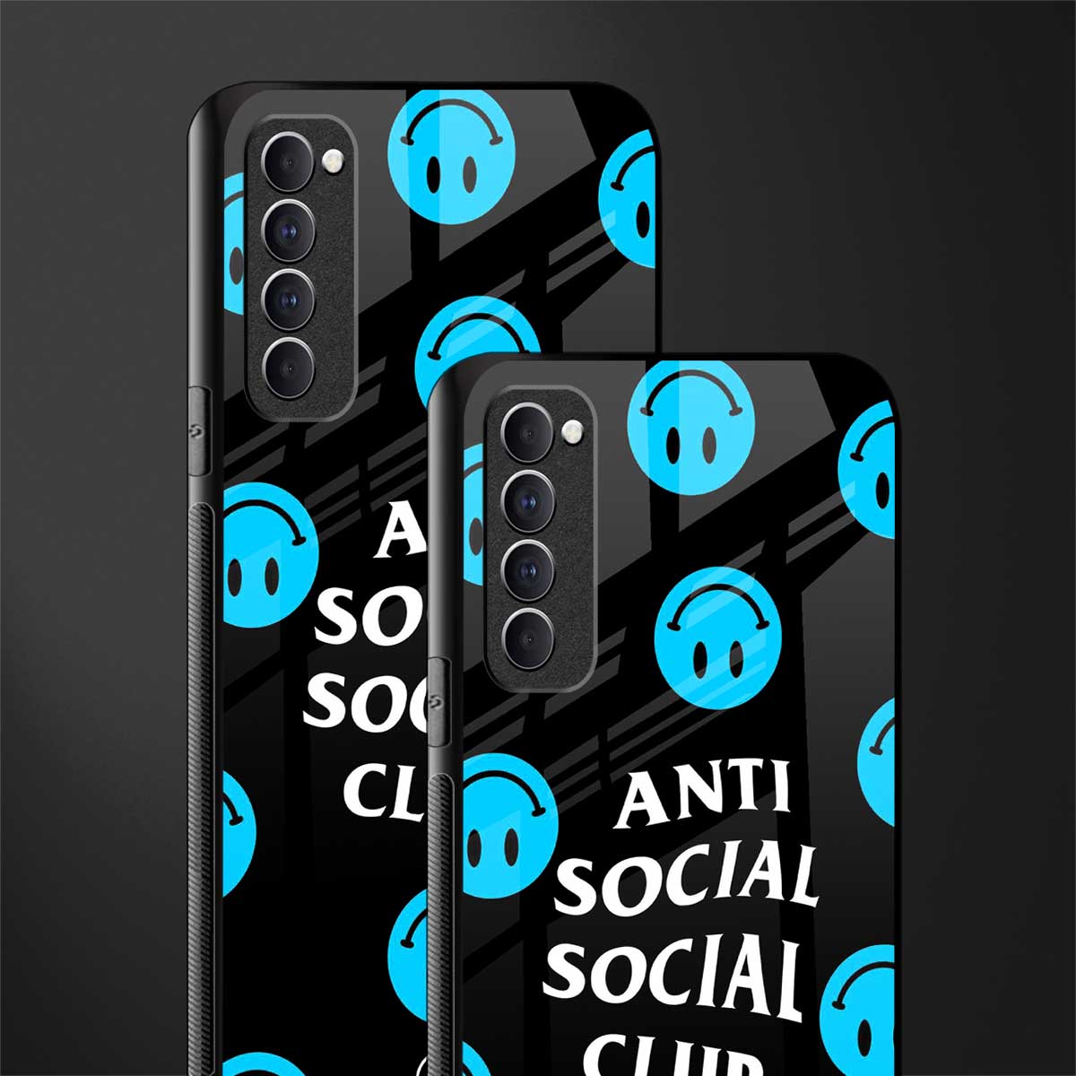 anti social social club x smileys glass case for oppo reno 4 pro image-2