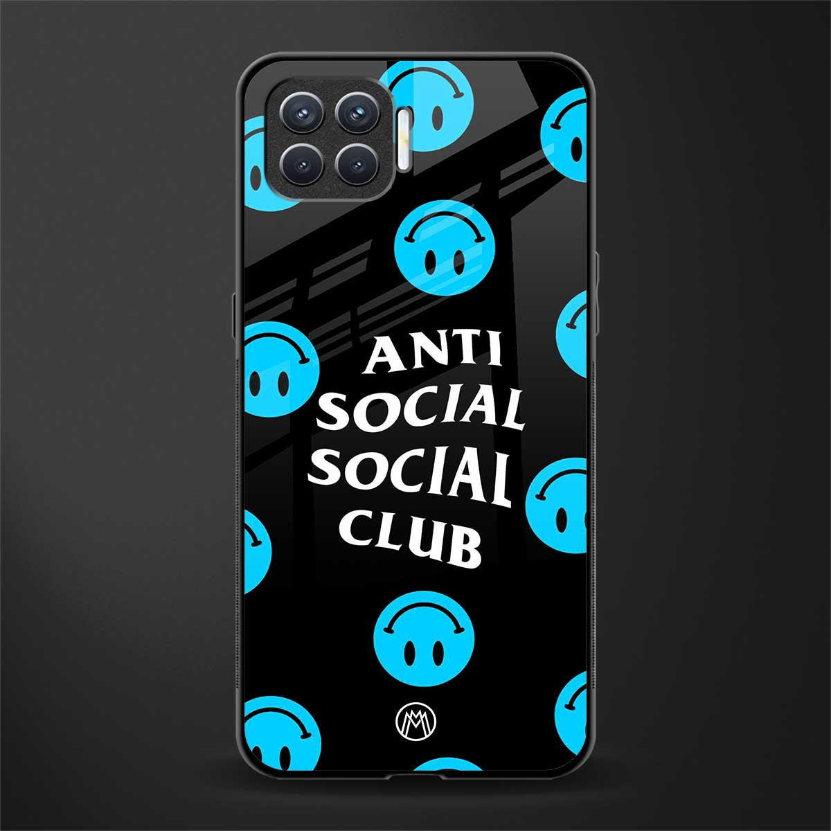 anti social social club x smileys glass case for oppo f17 image