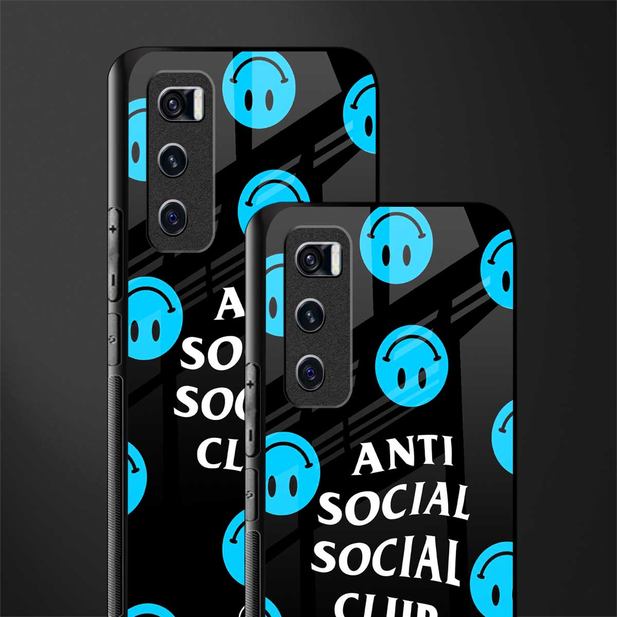 anti social social club x smileys glass case for vivo v20 se image-2