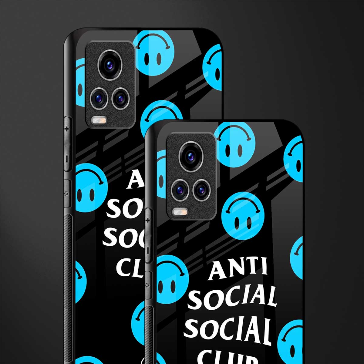 anti social social club x smileys glass case for vivo v20 pro image-2