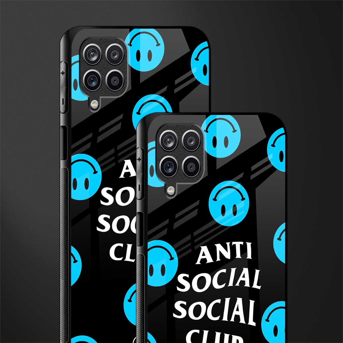 anti social social club x smileys glass case for samsung galaxy a12 image-2