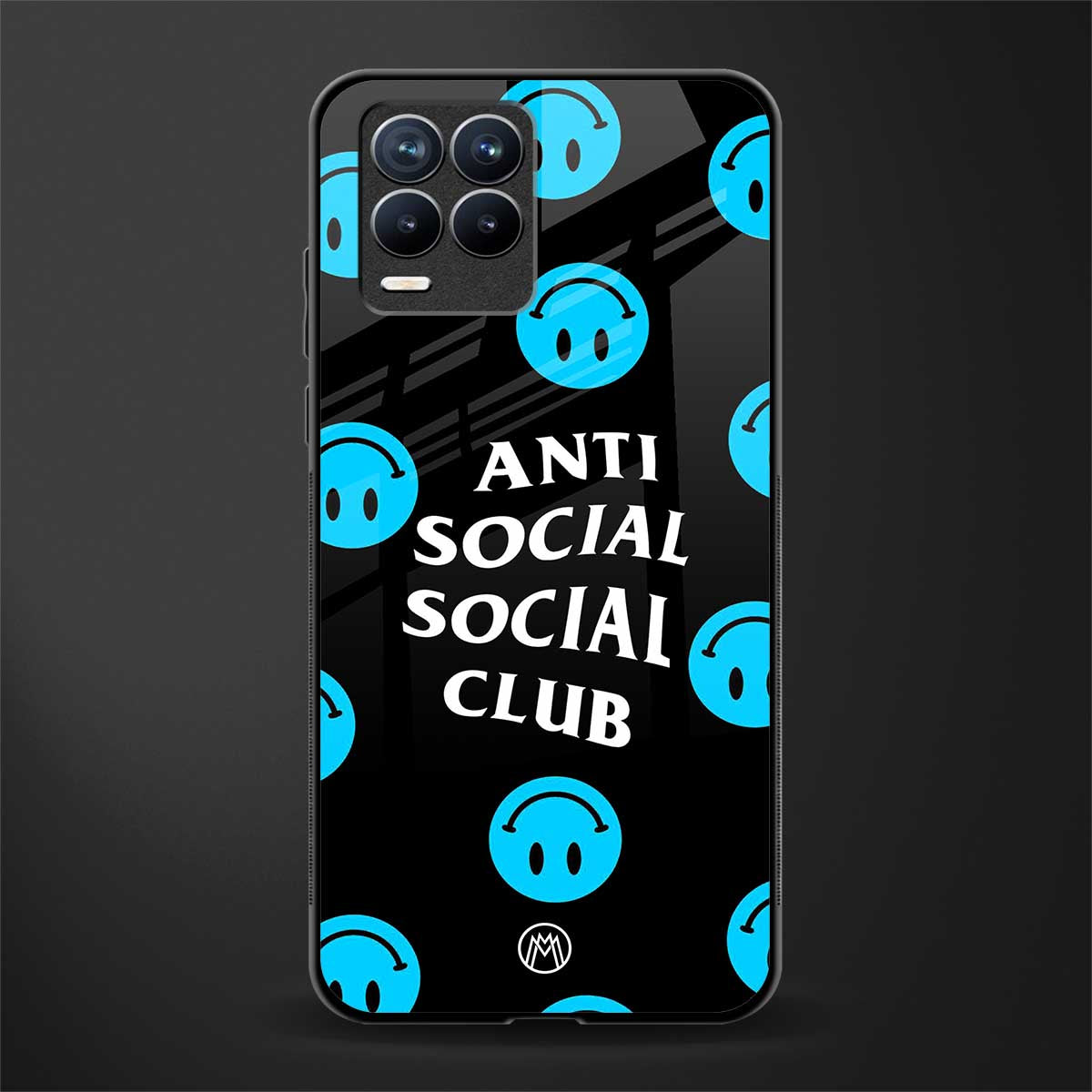 anti social social club x smileys glass case for realme 8 pro image