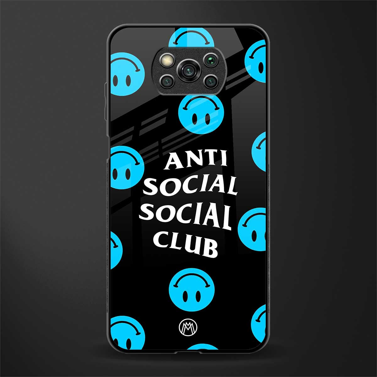 anti social social club x smileys glass case for poco x3 image