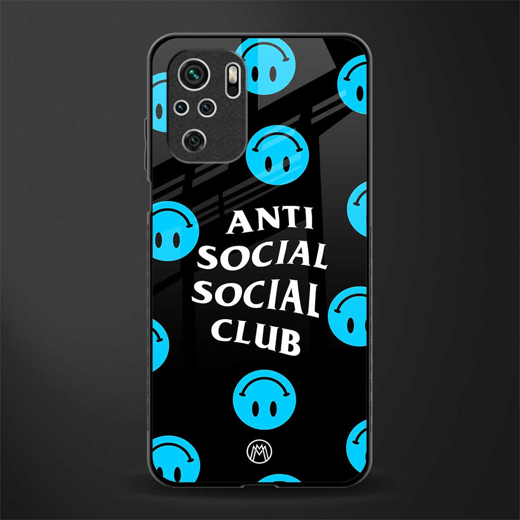 anti social social club x smileys glass case for redmi note 10 image