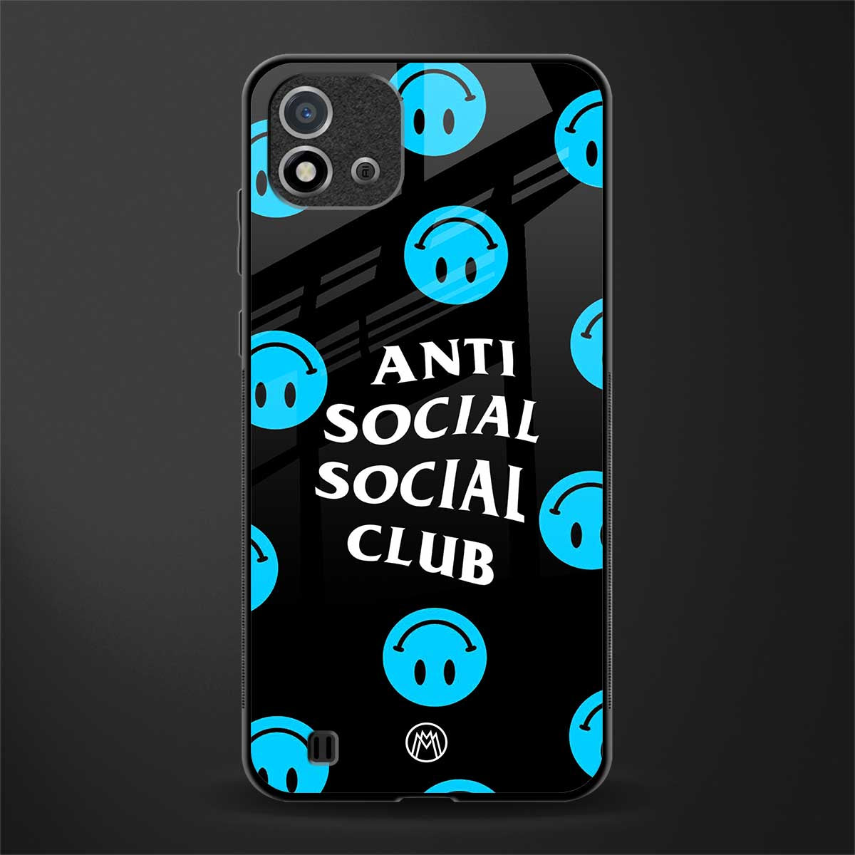 anti social social club x smileys glass case for realme c20 image