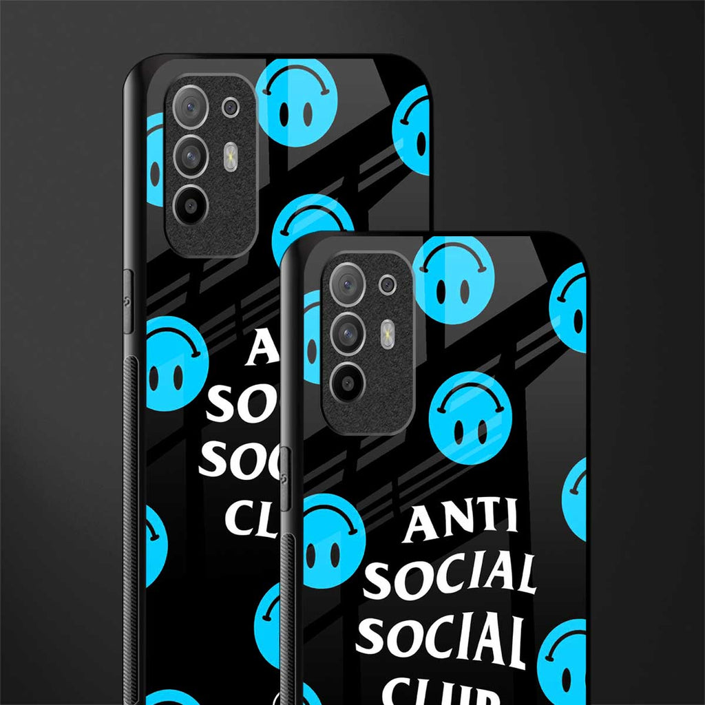 anti social social club x smileys glass case for oppo f19 pro plus image-2