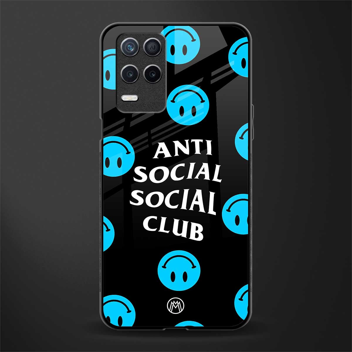 anti social social club x smileys glass case for realme 8 5g image