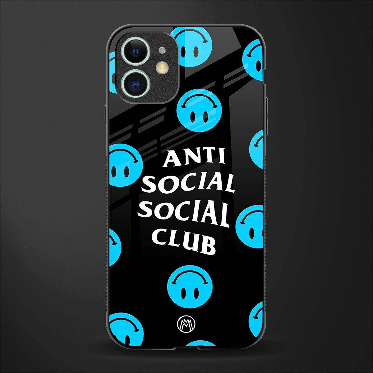 anti social social club x smileys glass case for iphone 12 image